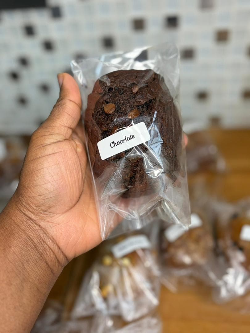 Chocolate banana cake packaged