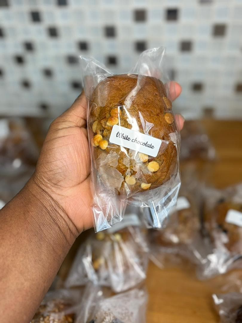 White chocolate banana cake packaged